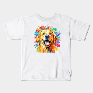 Golden Retriever Dog Pet World Animal Lover Furry Friend Abstract Kids T-Shirt